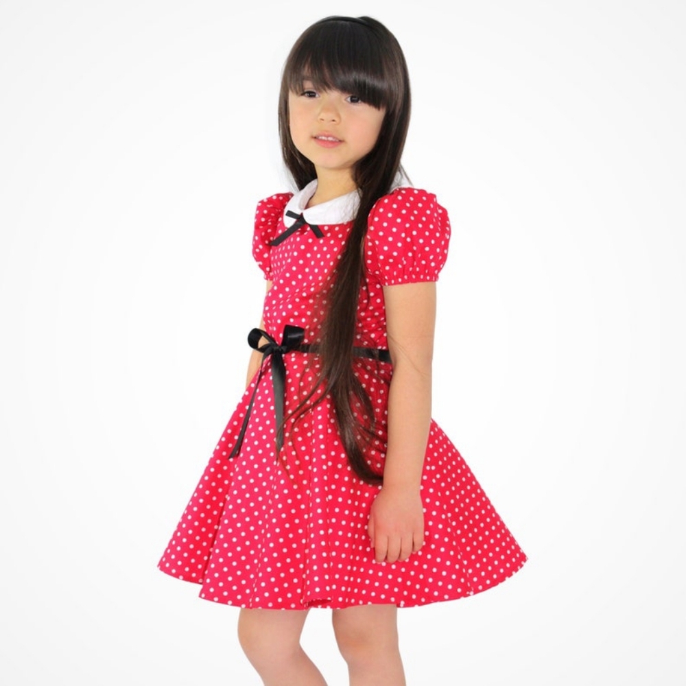 Girl's Red and White Polka Dot Dress / Minnie Mouse Inspired Dress